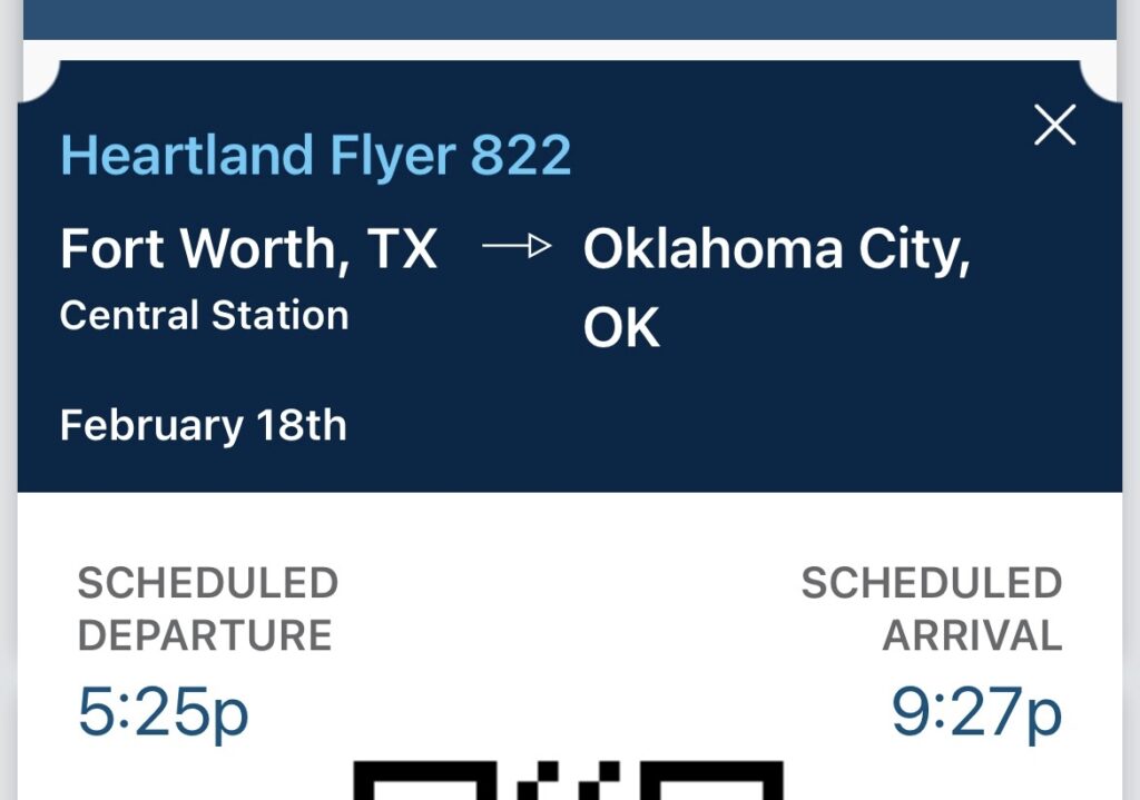 Ticket info for Fort Worth to Oklahoma City