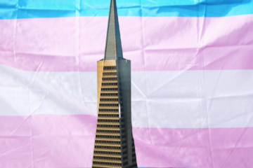 A building and a flag.