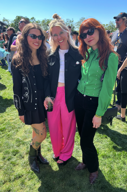 three women with a coordinating western gothic aesthetic